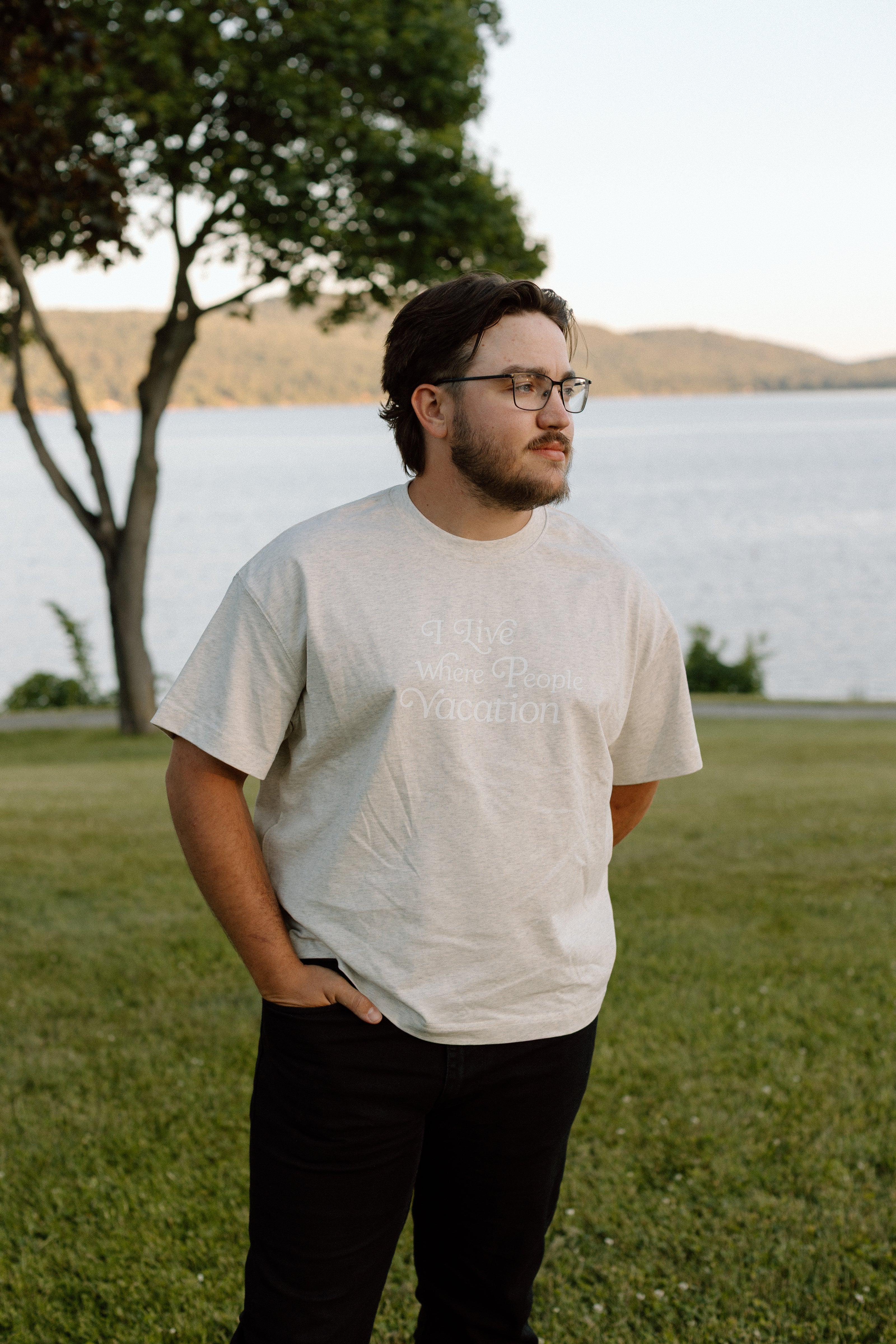 I Live Where People Vacation – Core Tee (Oat Gray Edition)
