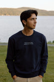 I Live Where People Vacation – Classic Cotton Sweatshirt (Blue Edition)