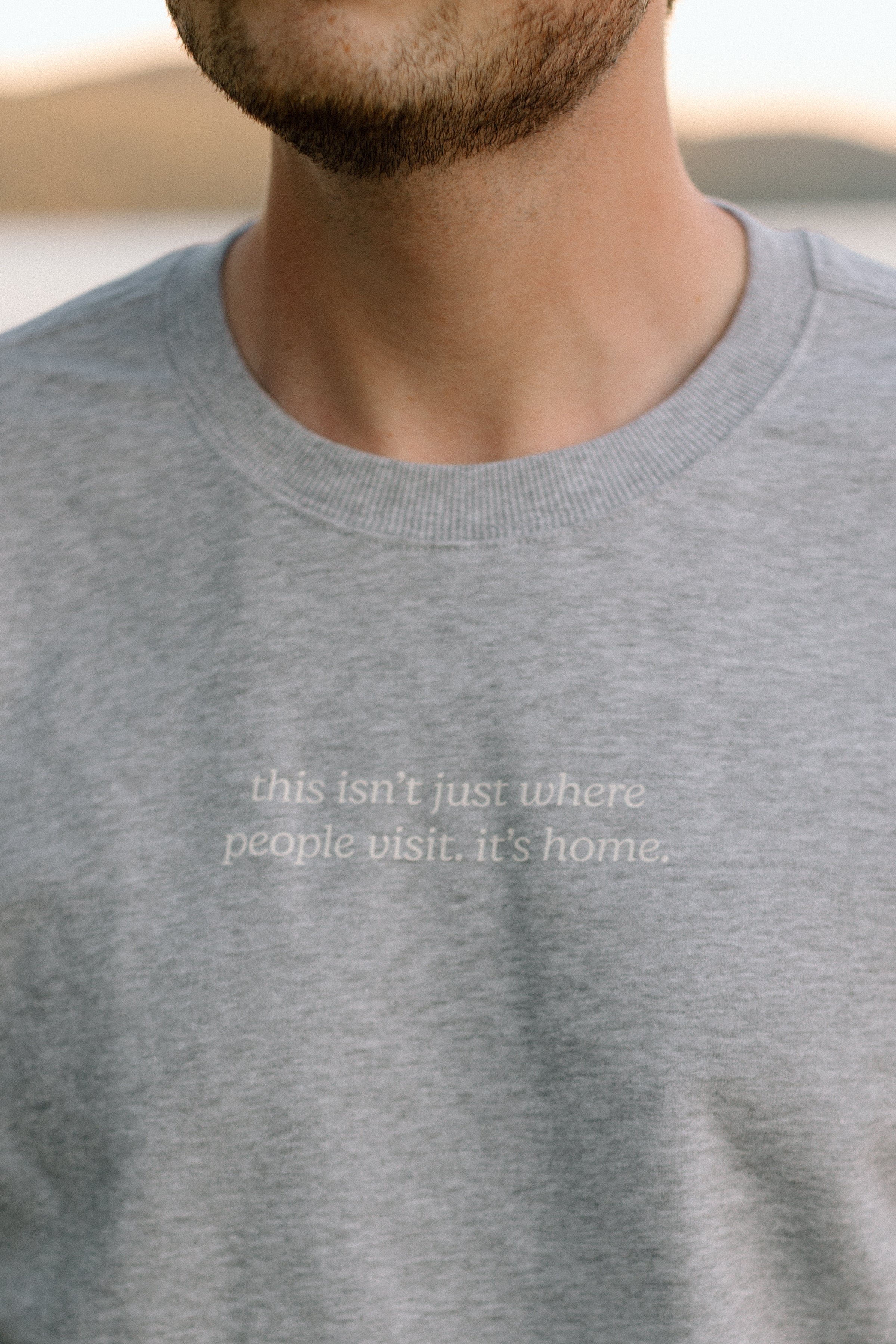 I Live Where People Vacation – Classic Cotton Sweatshirt (Gray Edition)