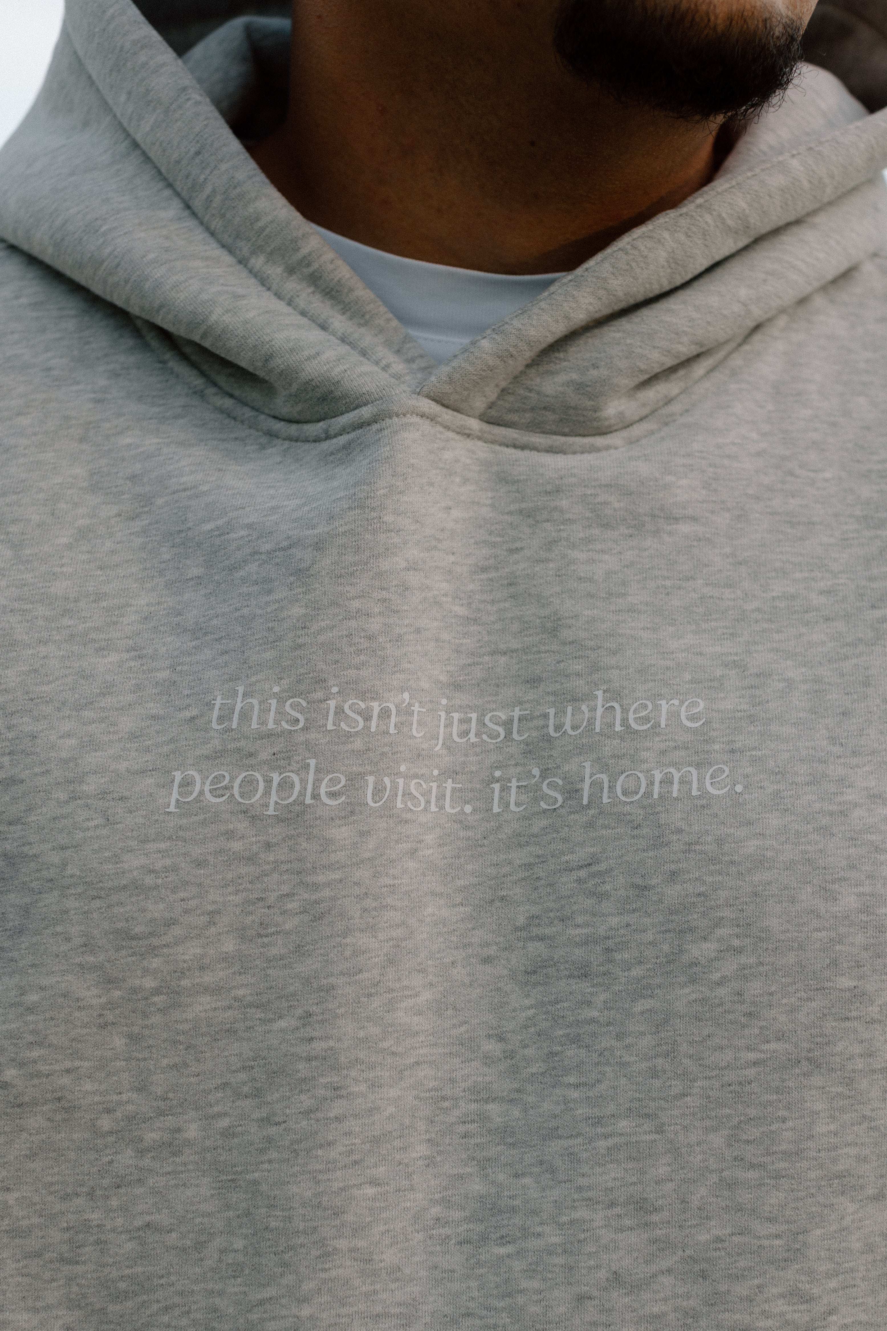 I Live Where People Vacation – Oversized Fleece Hoodie (Gray)