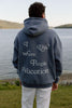 I Live Where People Vacation – Oversized Fleece Hoodie (Jeans Blue)