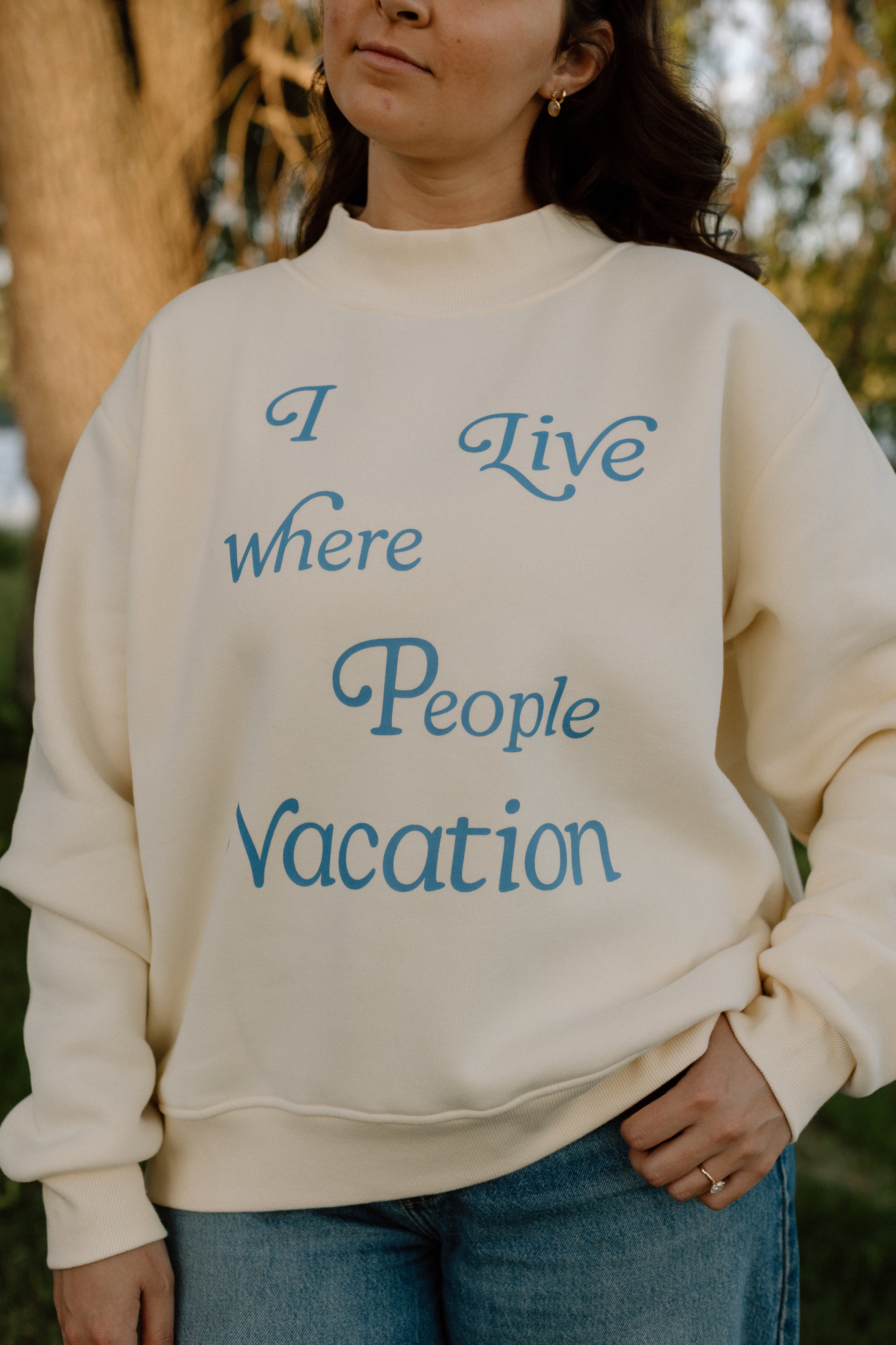 I Live Where People Vacation – Essential Mock Neck (Butter Yellow Edition)
