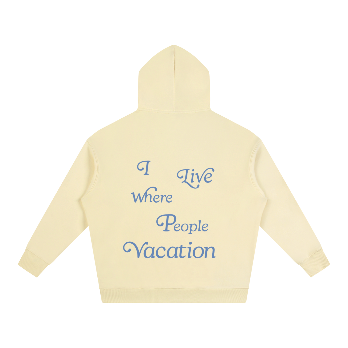 I Live Where People Vacation – Oversized Fleece Hoodie (Butter Yellow)