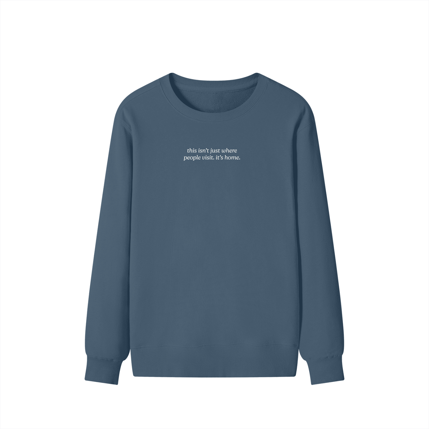 I Live Where People Vacation – Classic Cotton Sweatshirt (Blue Edition)