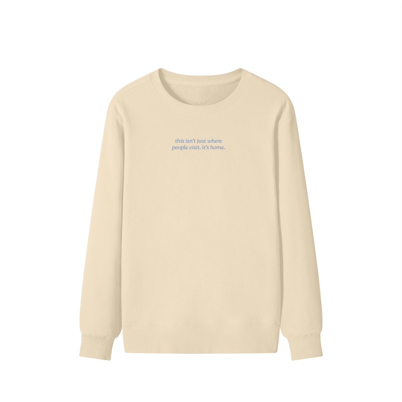 I Live Where People Vacation – Classic Cotton Sweatshirt (Butter Yellow Edition)
