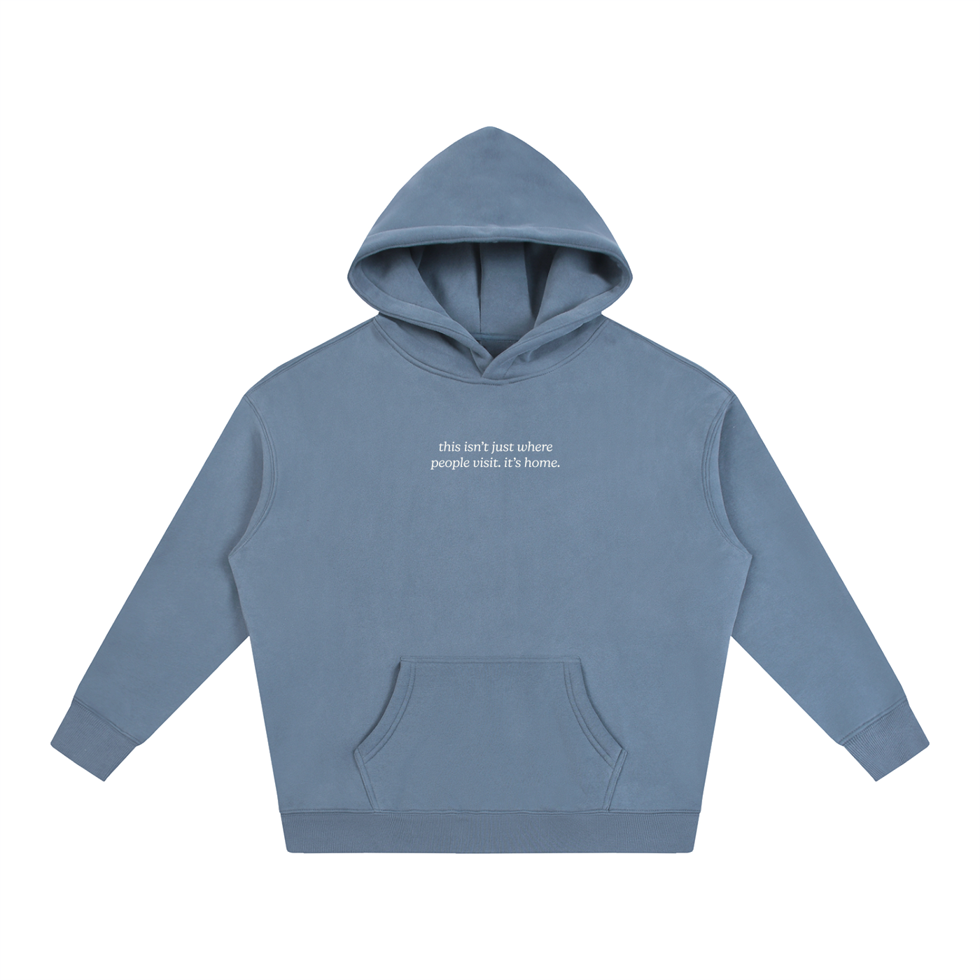 I Live Where People Vacation – Oversized Fleece Hoodie (Jeans Blue)