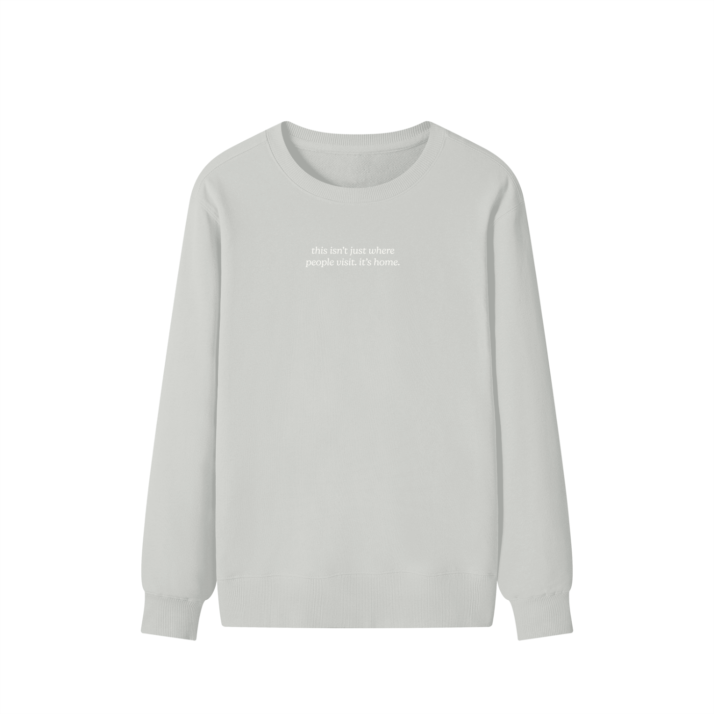 I Live Where People Vacation – Classic Cotton Sweatshirt (Gray Edition)